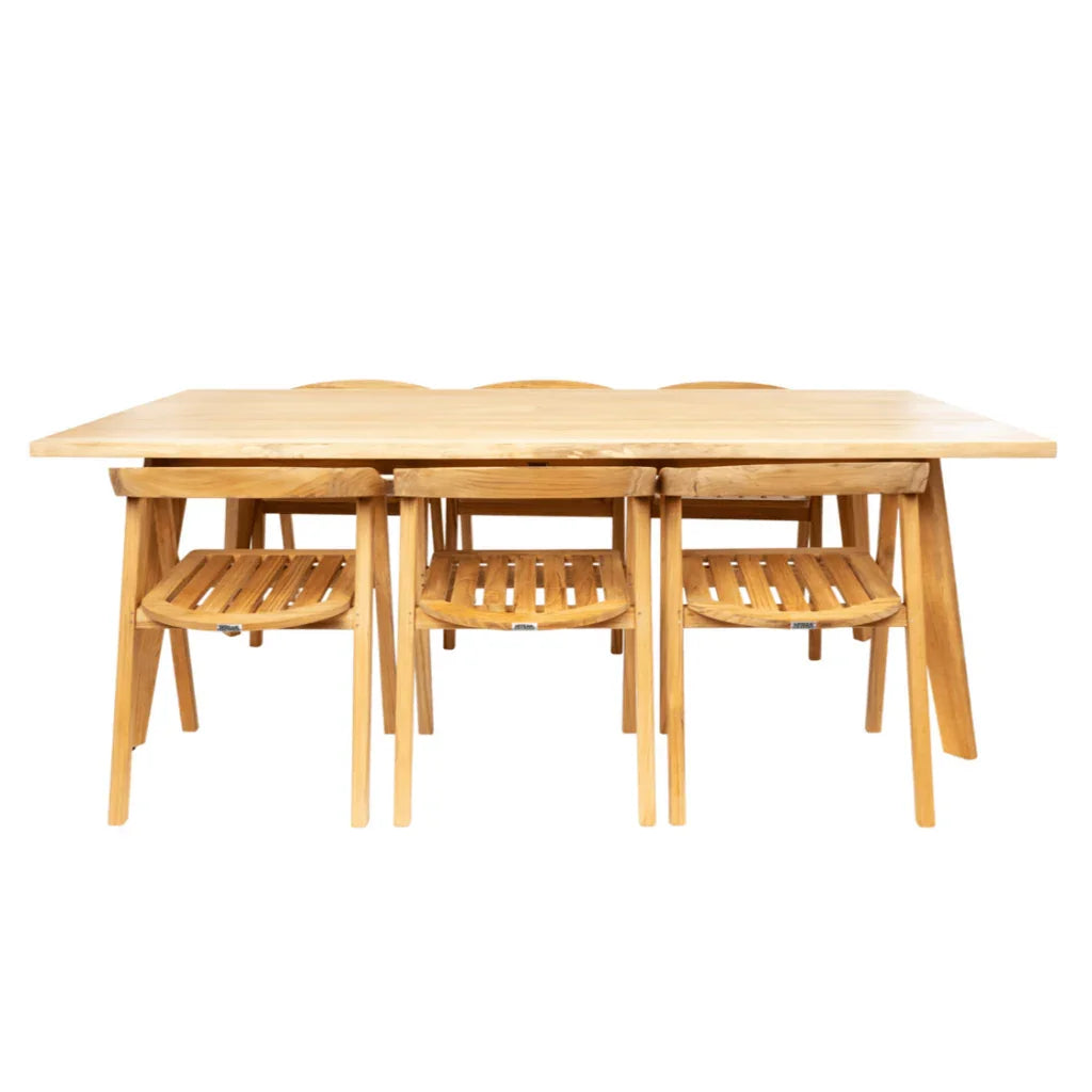 La Costa Teak Patio Rectangular Dining Set 7PC-Outdoor Dining Sets-HiTeak-LOOMLAN