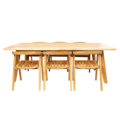 La Costa Teak Patio Rectangular Dining Set 7PC-Outdoor Dining Sets-HiTeak-LOOMLAN