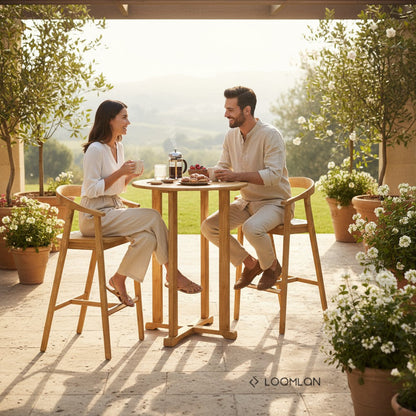 La Costa Teak Patio Round Bar Dining Set 3PC