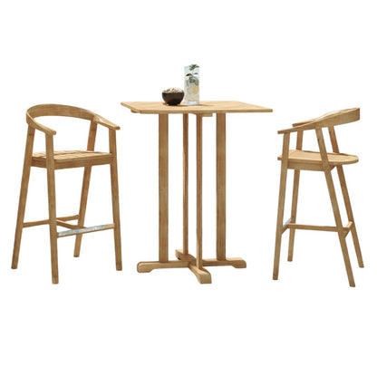La Costa Teak Patio Round Bar Dining Set 3PC
