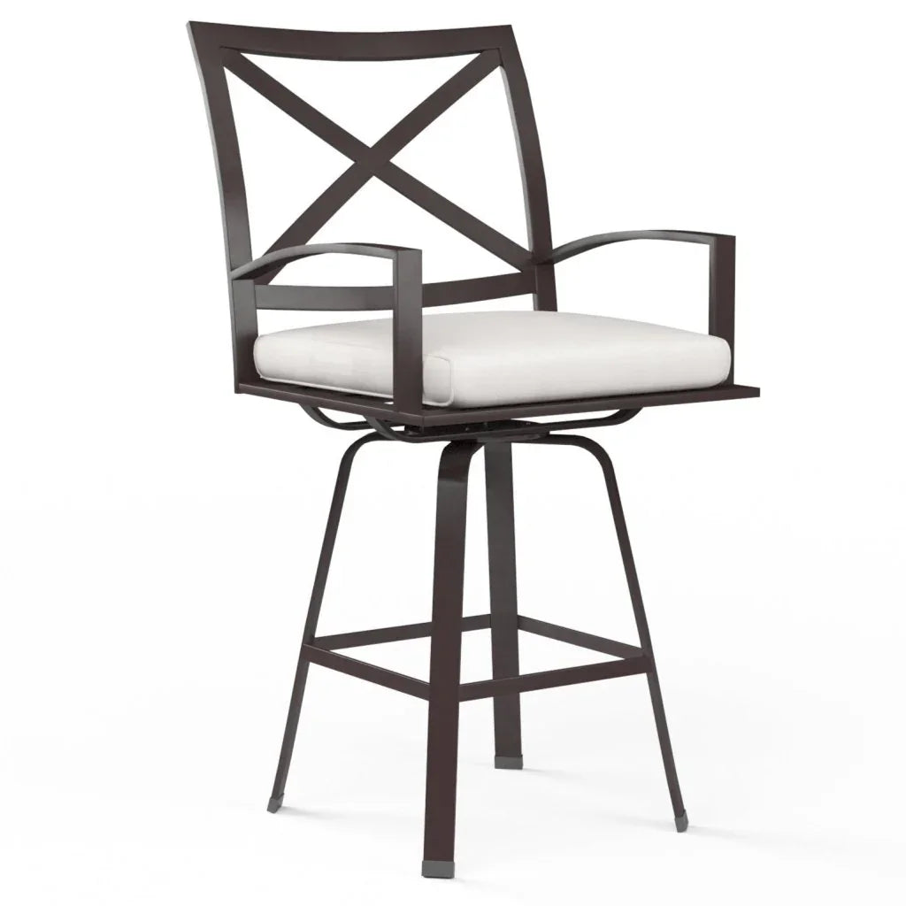 La Jolla Sunbrella Swivel Outdoor Barstool-Outdoor Bar Stools-Sunset West-Canvas Flax-LOOMLAN