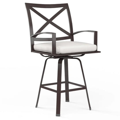 La Jolla Sunbrella Swivel Outdoor Barstool-Outdoor Bar Stools-Sunset West-Canvas Flax-LOOMLAN