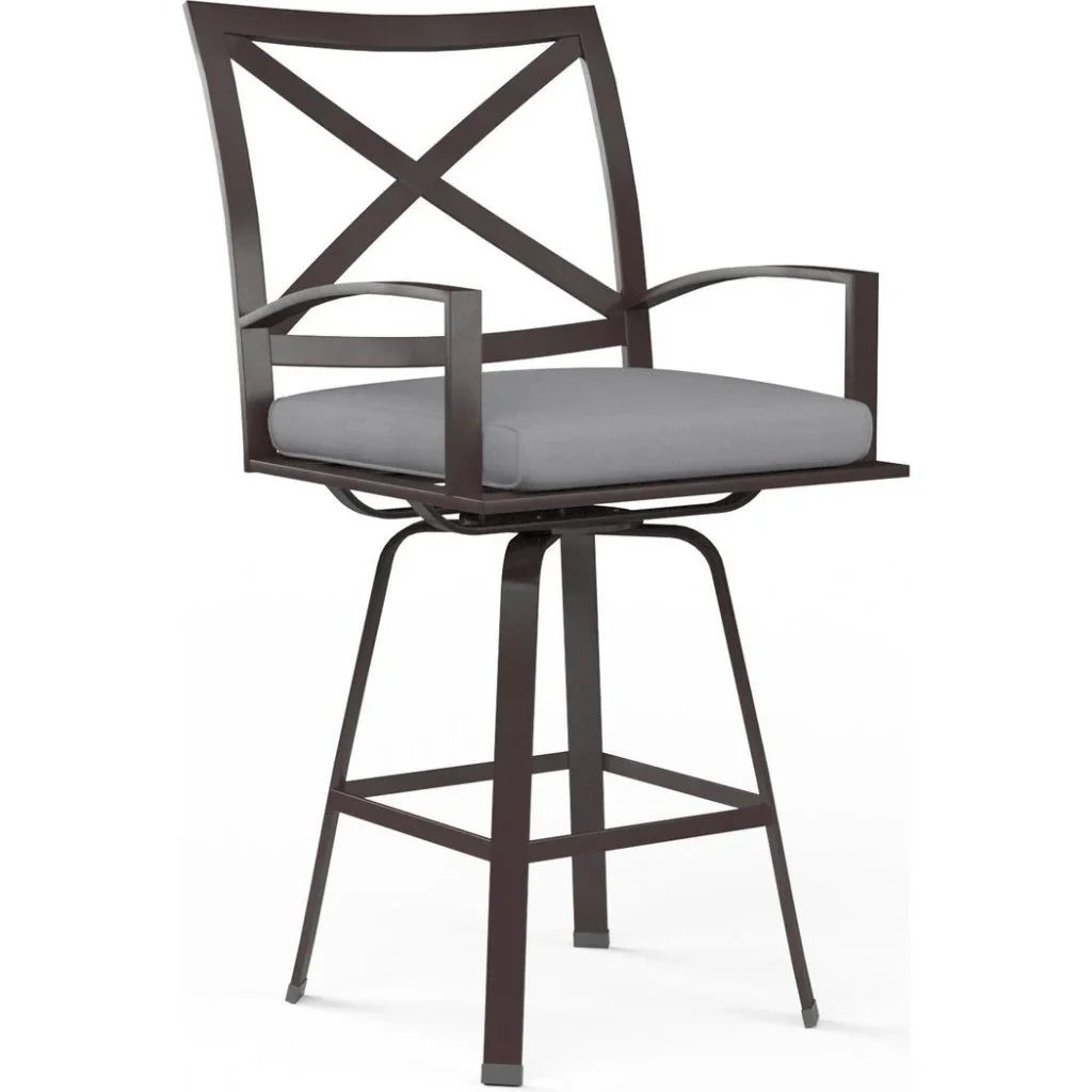 La Jolla Sunbrella Swivel Outdoor Barstool-Outdoor Bar Stools-Sunset West-Canvas Granite-LOOMLAN