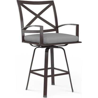 La Jolla Sunbrella Swivel Outdoor Barstool-Outdoor Bar Stools-Sunset West-Canvas Granite-LOOMLAN