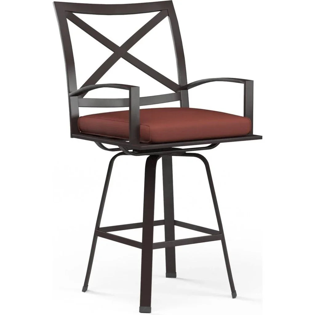 La Jolla Sunbrella Swivel Outdoor Barstool-Outdoor Bar Stools-Sunset West-Canvas Henna-LOOMLAN