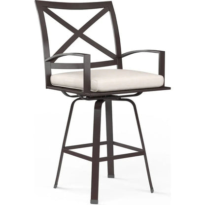 La Jolla Sunbrella Swivel Outdoor Barstool-Outdoor Bar Stools-Sunset West-Canvas Natural-LOOMLAN