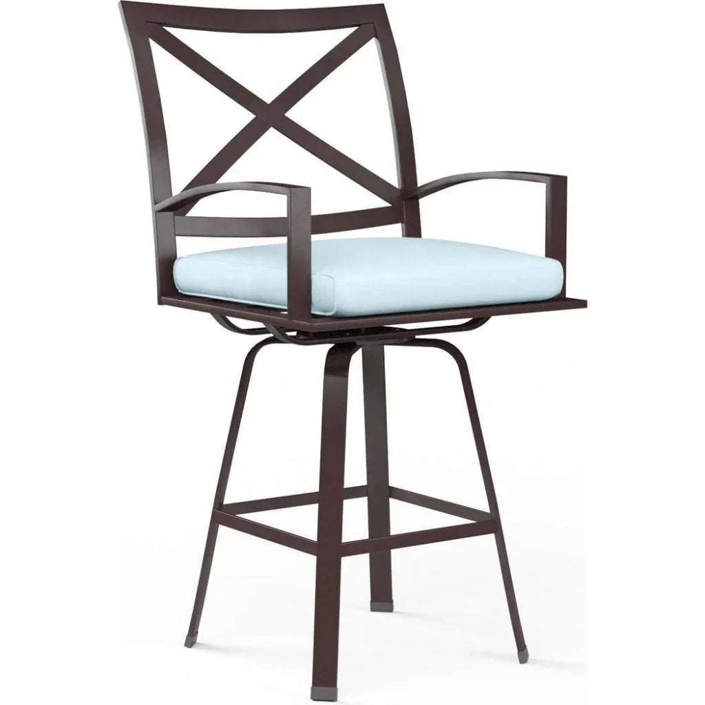 La Jolla Sunbrella Swivel Outdoor Barstool-Outdoor Bar Stools-Sunset West-Canvas Skyline-LOOMLAN