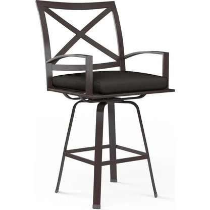La Jolla Sunbrella Swivel Outdoor Barstool-Outdoor Bar Stools-Sunset West-Spectrum Carbon-LOOMLAN