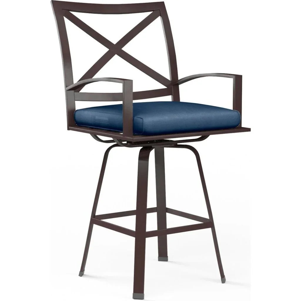 La Jolla Swivel Outdoor Counter Stool-Outdoor Counter Stools-Sunset West-Spectrum Indigo-LOOMLAN