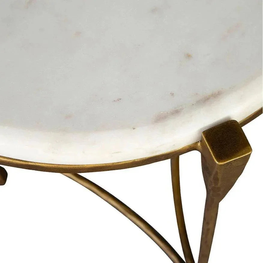 LaBelle Marble Topped Round Side Table - LOOMLAN - Furniture Classics - Side Tables