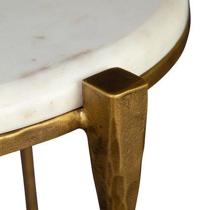 LaBelle Marble Topped Round Side Table - LOOMLAN - Furniture Classics - Side Tables