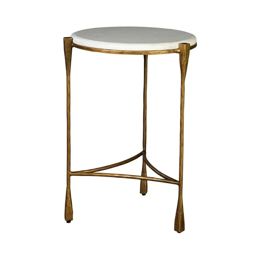 LaBelle Marble Topped Round Side Table - LOOMLAN - Furniture Classics - Side Tables