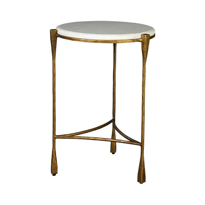 LaBelle Marble Topped Round Side Table - LOOMLAN - Furniture Classics - Side Tables