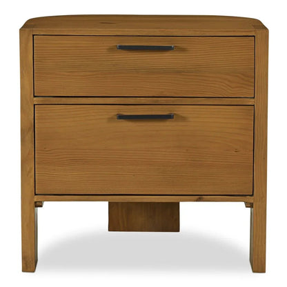 Lachlan Brown Pine Wood Soft - Close Drawer Nightstand - LOOMLAN - Moe's Home - Nightstands