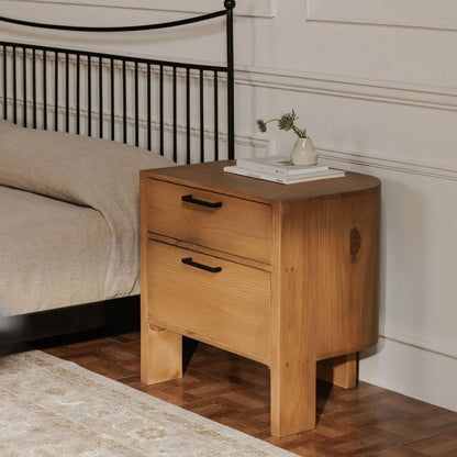 Lachlan Brown Pine Wood Soft - Close Drawer Nightstand - LOOMLAN - Moe's Home - Nightstands