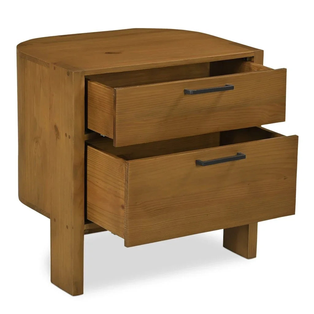 Lachlan Brown Pine Wood Soft - Close Drawer Nightstand - LOOMLAN - Moe's Home - Nightstands