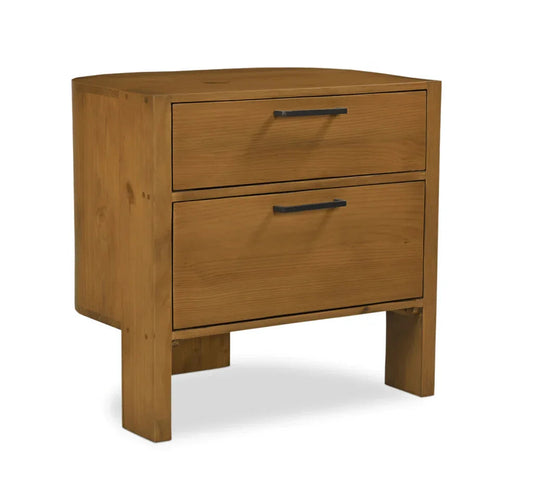 Lachlan Brown Pine Wood Soft - Close Drawer Nightstand - LOOMLAN - Moe's Home - Nightstands