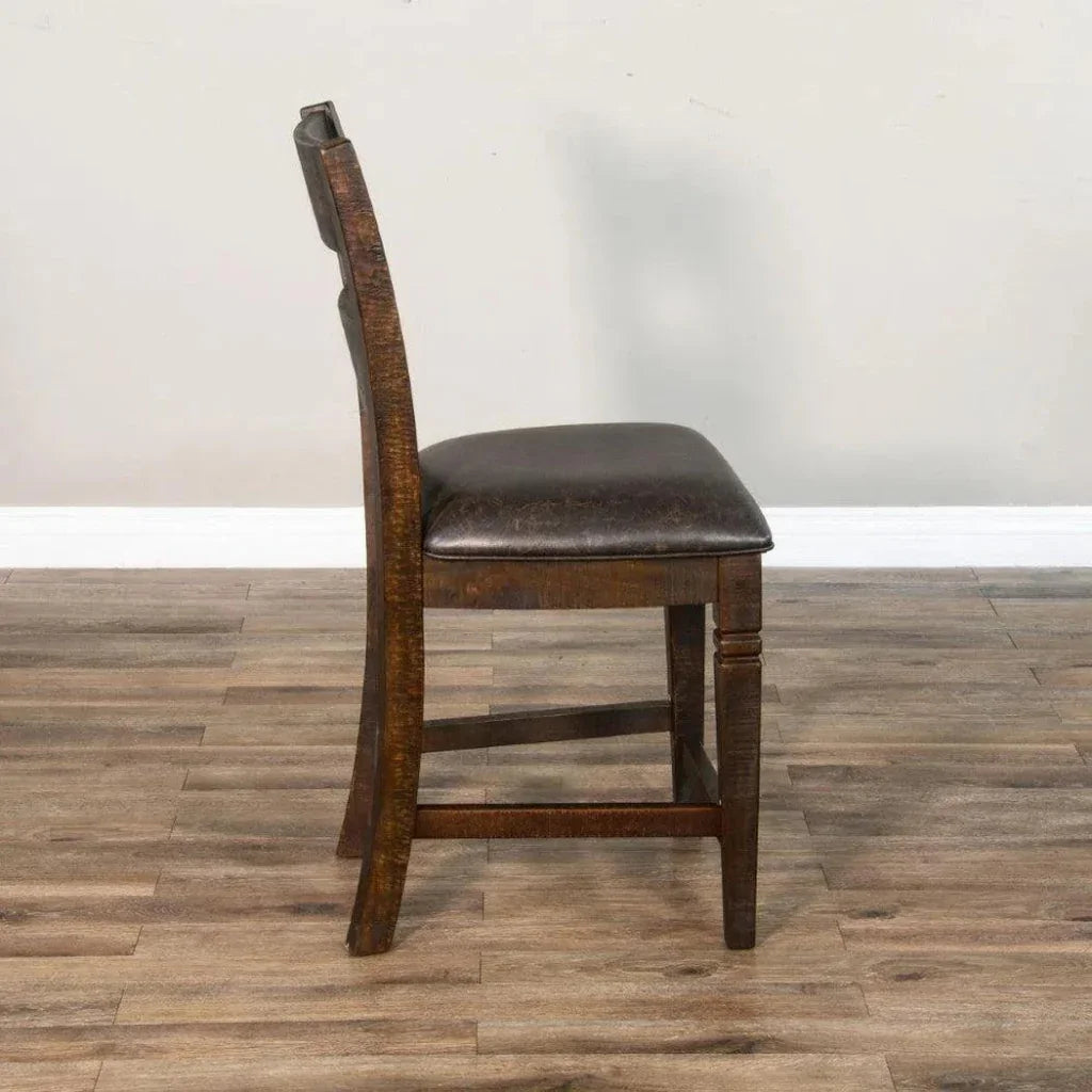 Ladder Back Counter Stool Leather Seat - LOOMLAN - Sunny D - Counter Stools