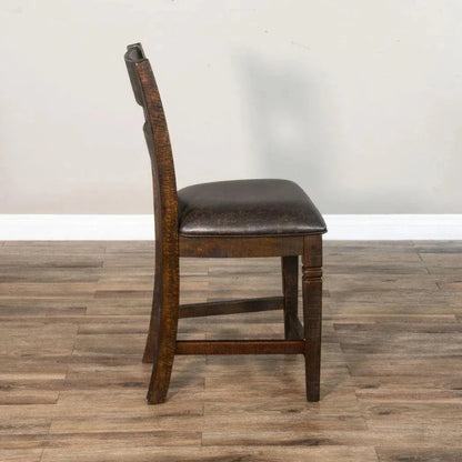 Ladder Back Counter Stool Leather Seat - LOOMLAN - Sunny D - Counter Stools