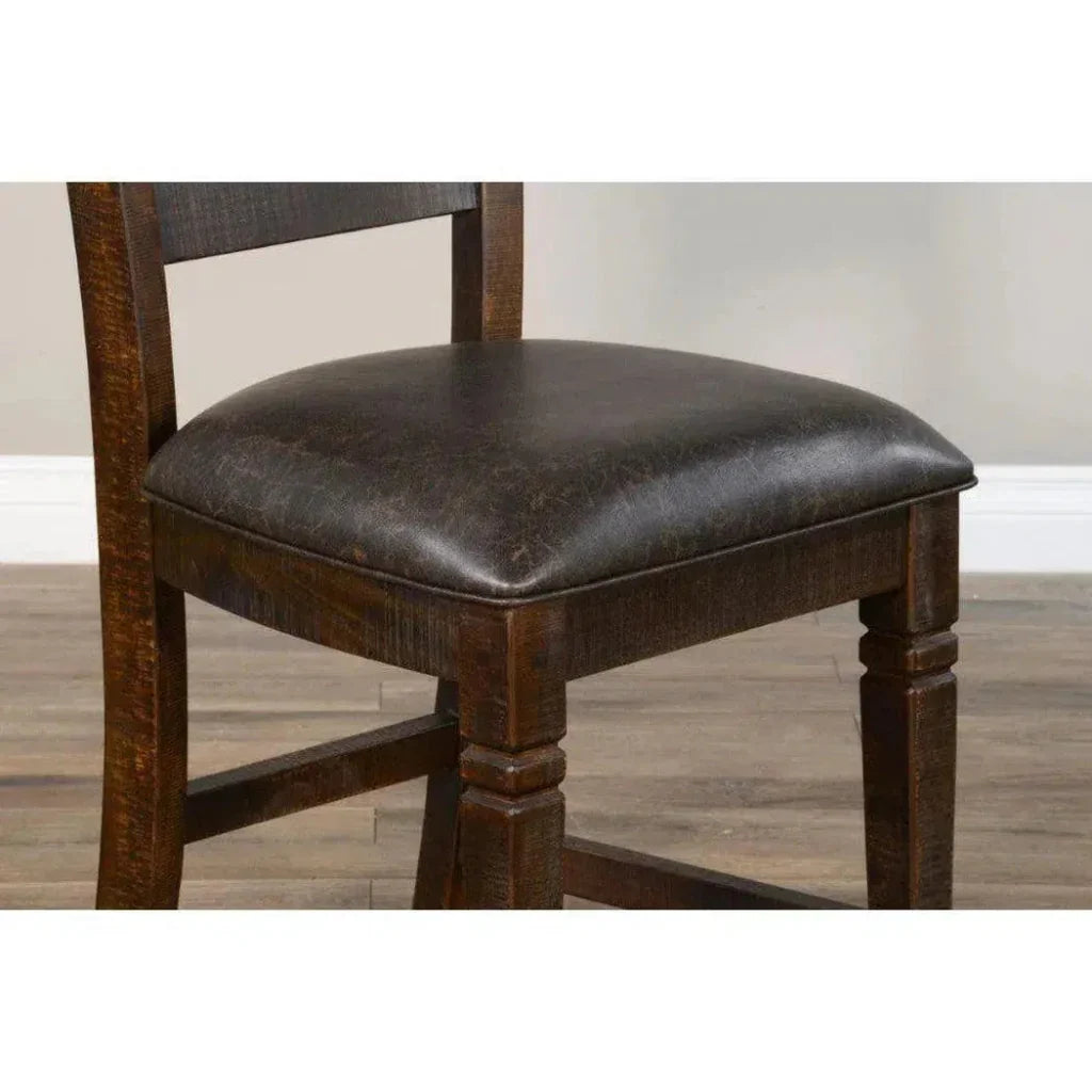 Ladder Back Counter Stool Leather Seat - LOOMLAN - Sunny D - Counter Stools