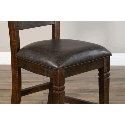 Ladder Back Counter Stool Leather Seat - LOOMLAN - Sunny D - Counter Stools