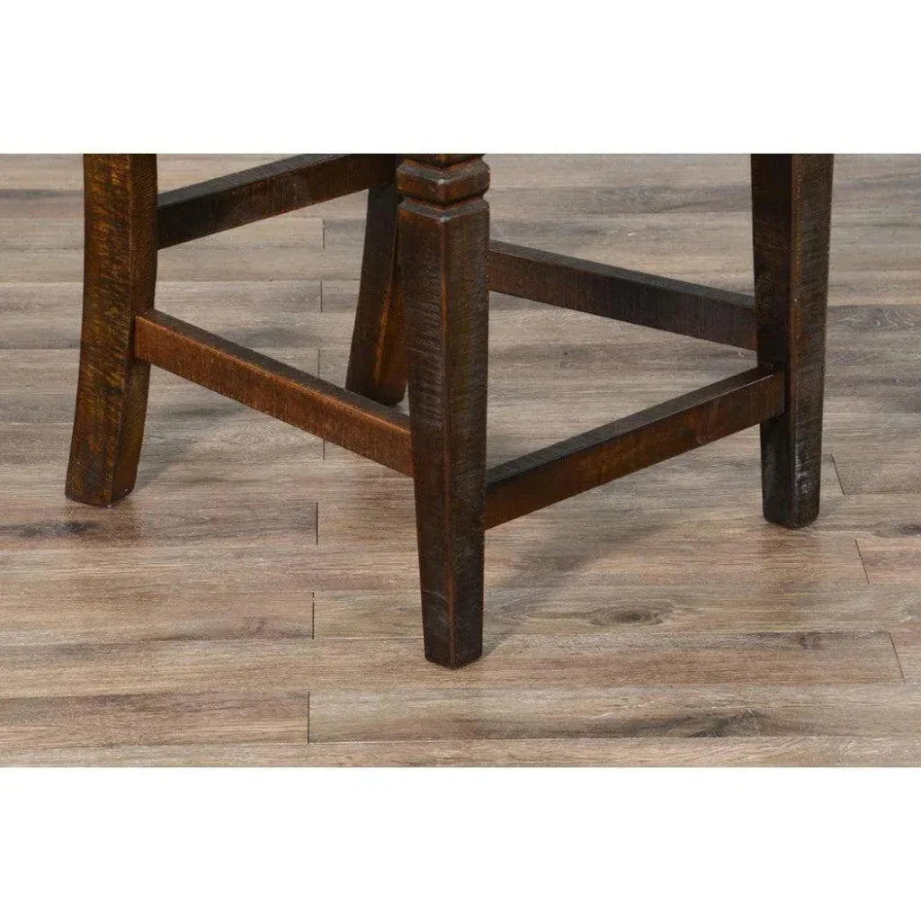 Ladder Back Counter Stool Leather Seat - LOOMLAN - Sunny D - Counter Stools