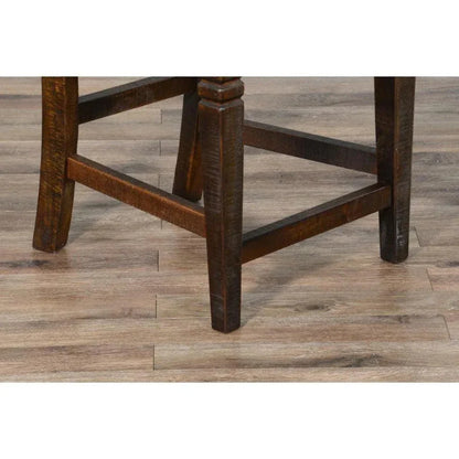 Ladder Back Counter Stool Leather Seat - LOOMLAN - Sunny D - Counter Stools