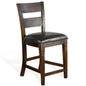 Ladder Back Counter Stool Leather Seat - LOOMLAN - Sunny D - Counter Stools