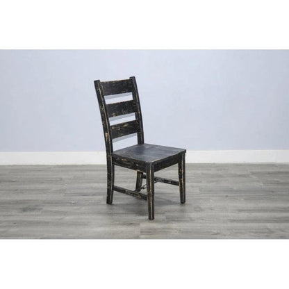 Ladderback Chair Turnbuckle Stretchers Wood Black 2PC - LOOMLAN - Sunny D - Dining Chairs