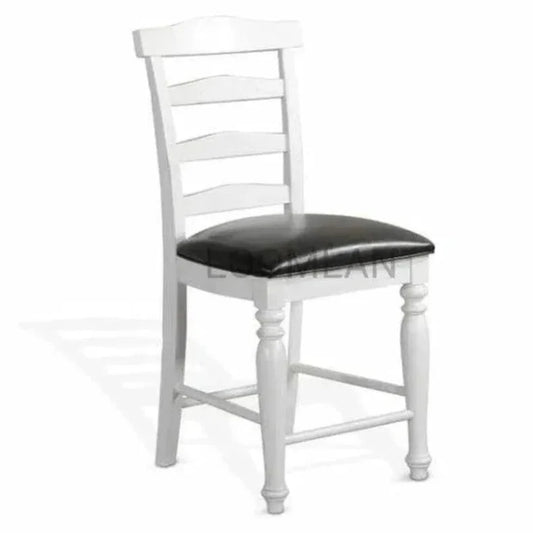 Ladderback Dining Chair Leather Seat Set - LOOMLAN - Sunny D - Dining Chairs