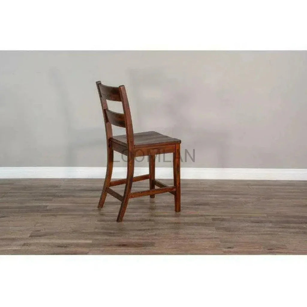 Ladderback Wood Counter Stool 24"H Brown - LOOMLAN - Sunny D - Counter Stools