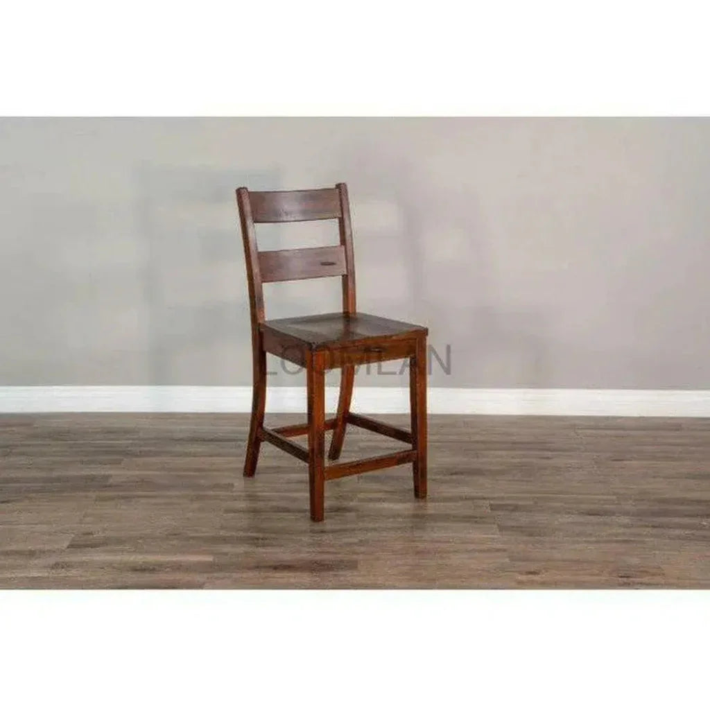 Ladderback Wood Counter Stool 24"H Brown - LOOMLAN - Sunny D - Counter Stools