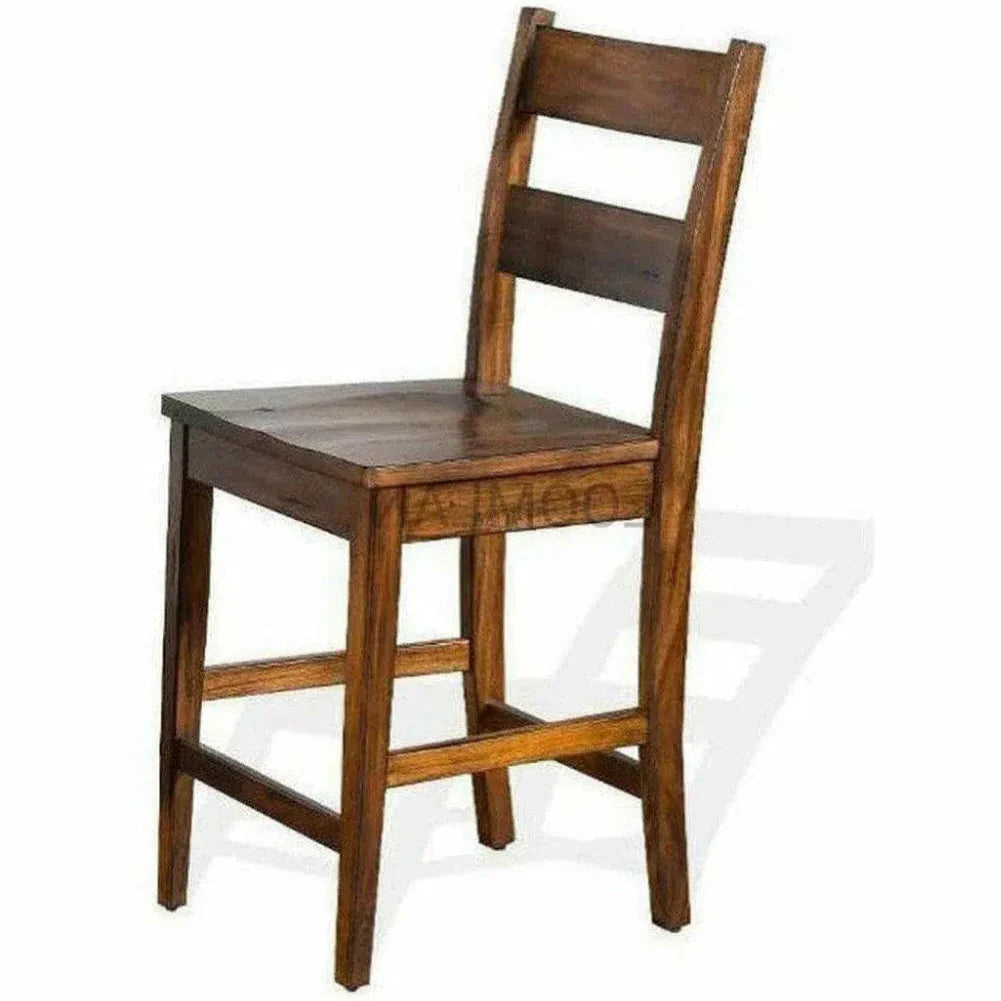 Ladderback Wood Counter Stool 24"H Brown - LOOMLAN - Sunny D - Counter Stools