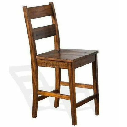 Ladderback Wood Counter Stool 24"H Brown Set Of 2
