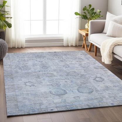 Laeanor Blue Washable Indoor-Outdoor Rug