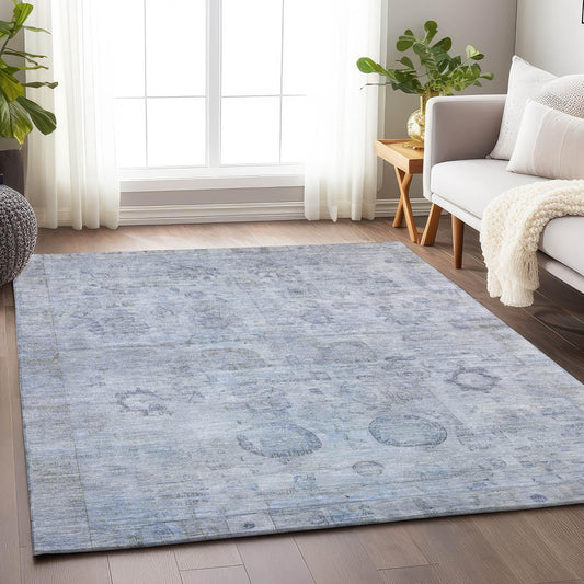 Laeanor Blue Washable Indoor-Outdoor Rug
