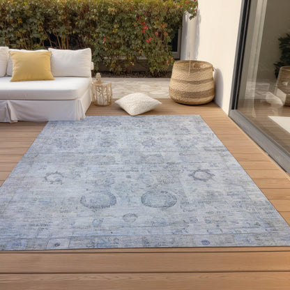 Laeanor Blue Washable Indoor-Outdoor Rug