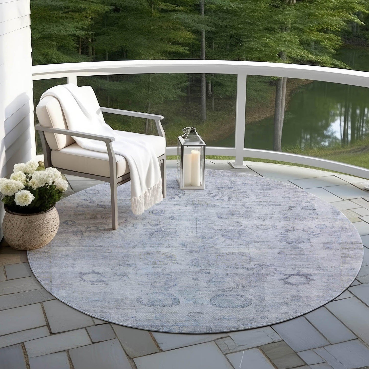 Laeanor Blue Washable Indoor-Outdoor Rug