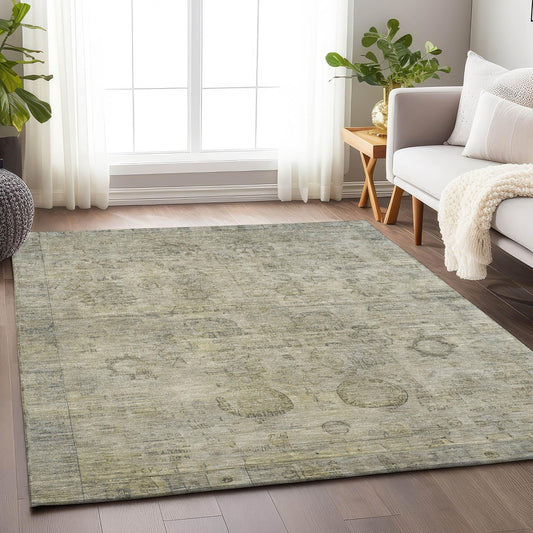 Laeanor Brown Washable Indoor-Outdoor Rug