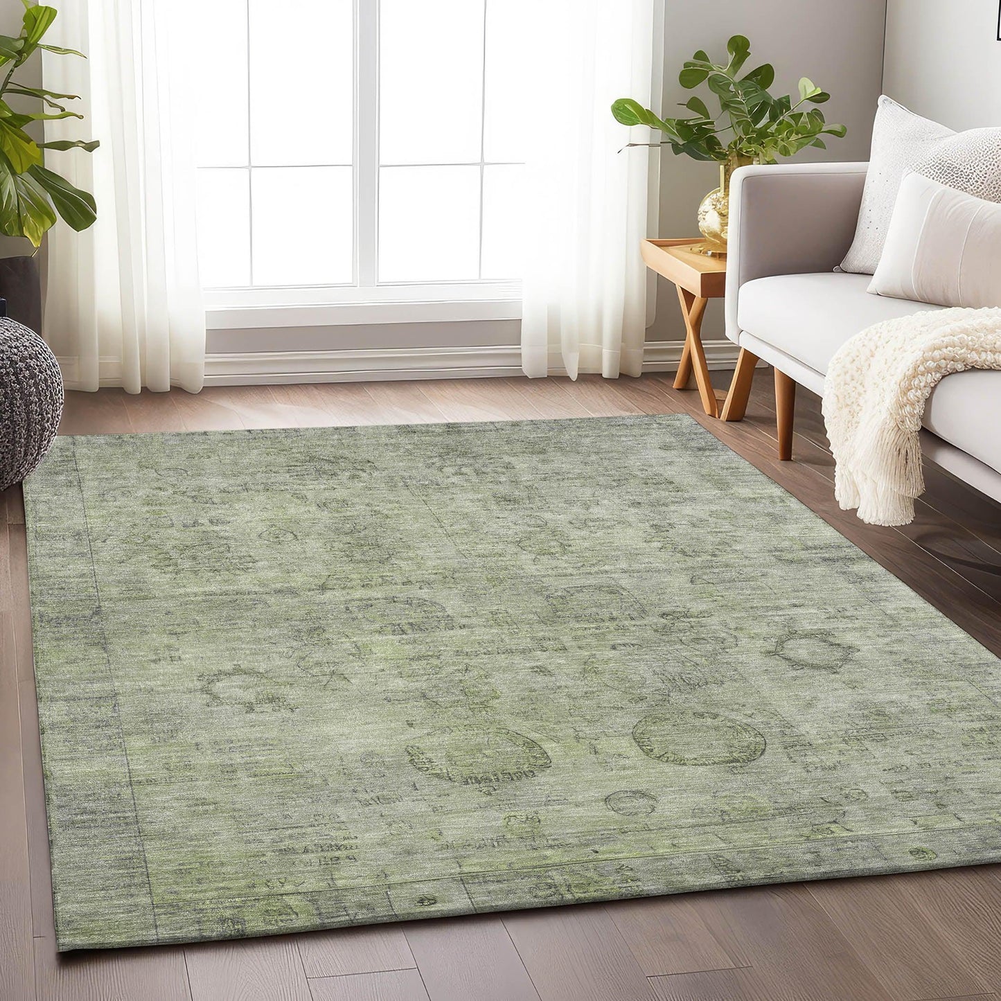 Laeanor Green Washable Indoor-Outdoor Rug