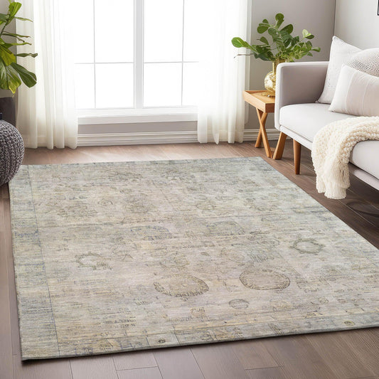 Laeanor Ivory Washable Indoor-Outdoor Rug