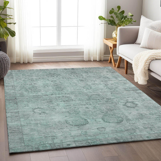 Laeanor Teal Washable Indoor-Outdoor Rug