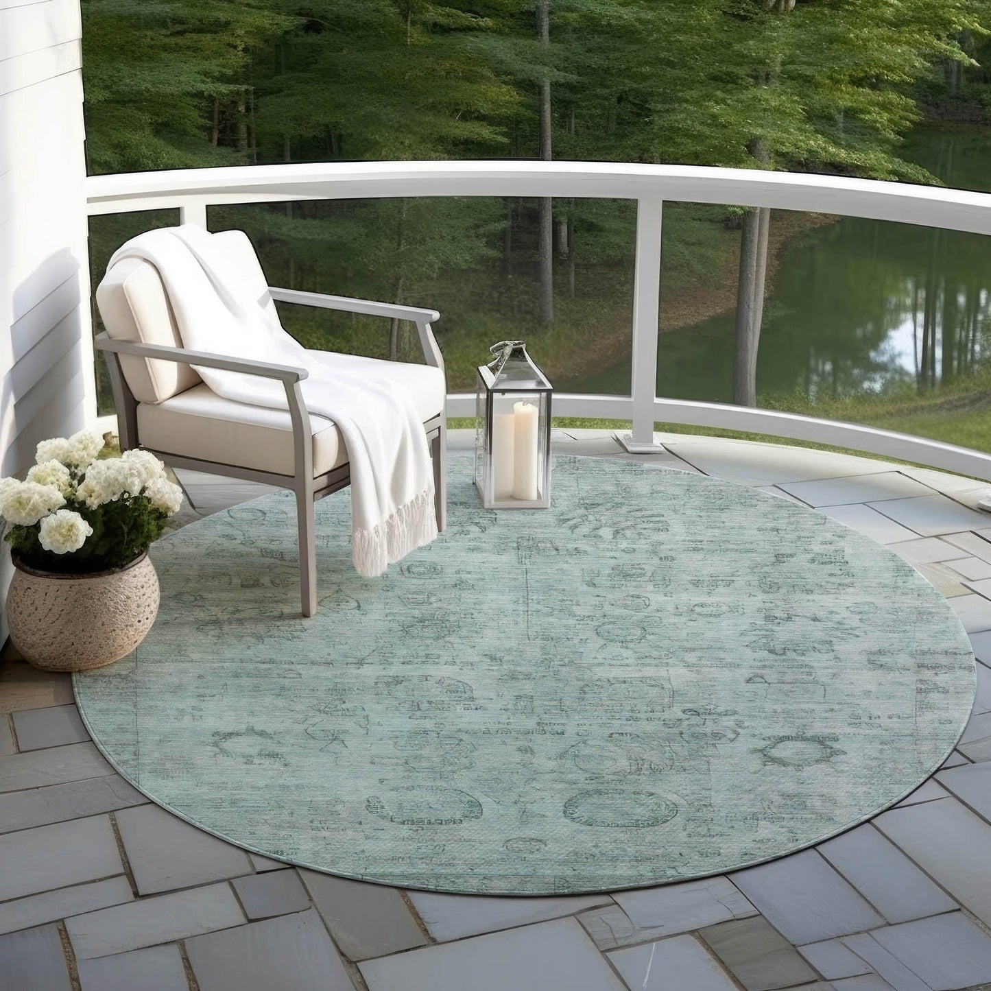 Laeanor Teal Washable Indoor-Outdoor Rug
