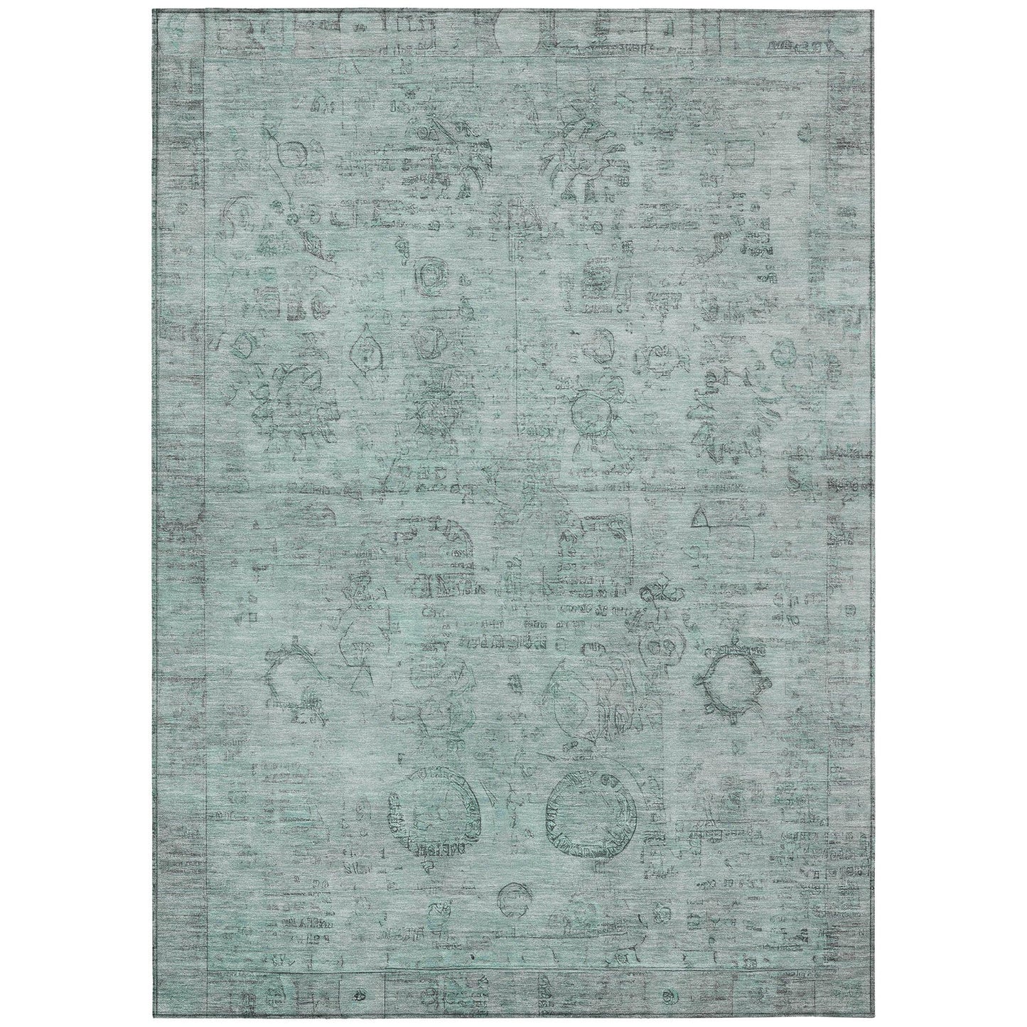 Laeanor Teal Washable Indoor-Outdoor Rug