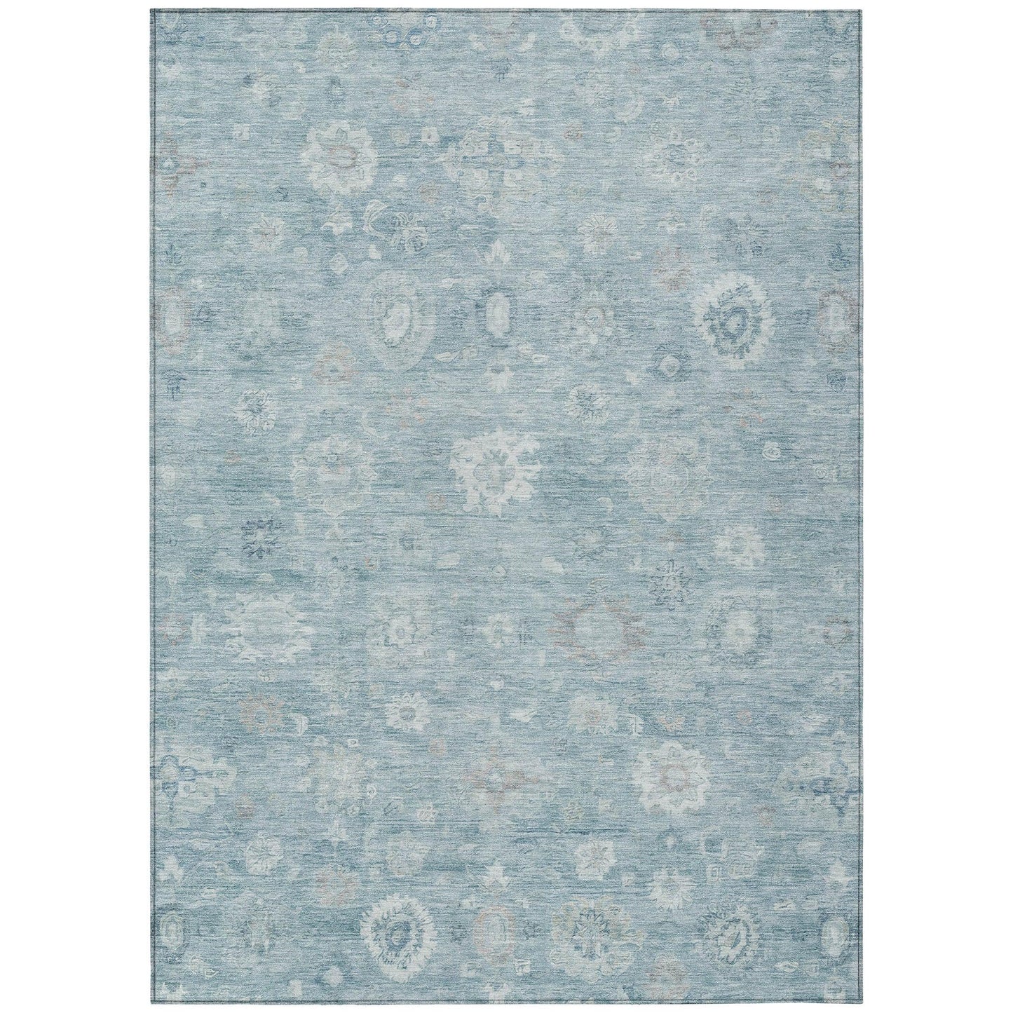 Laeara Blue Washable Indoor-Outdoor Rug