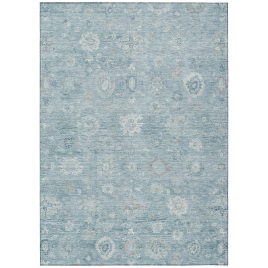 Laeara Blue Washable Indoor-Outdoor Rug