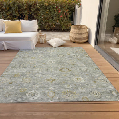 Laeara Gray Washable Indoor-Outdoor Rug
