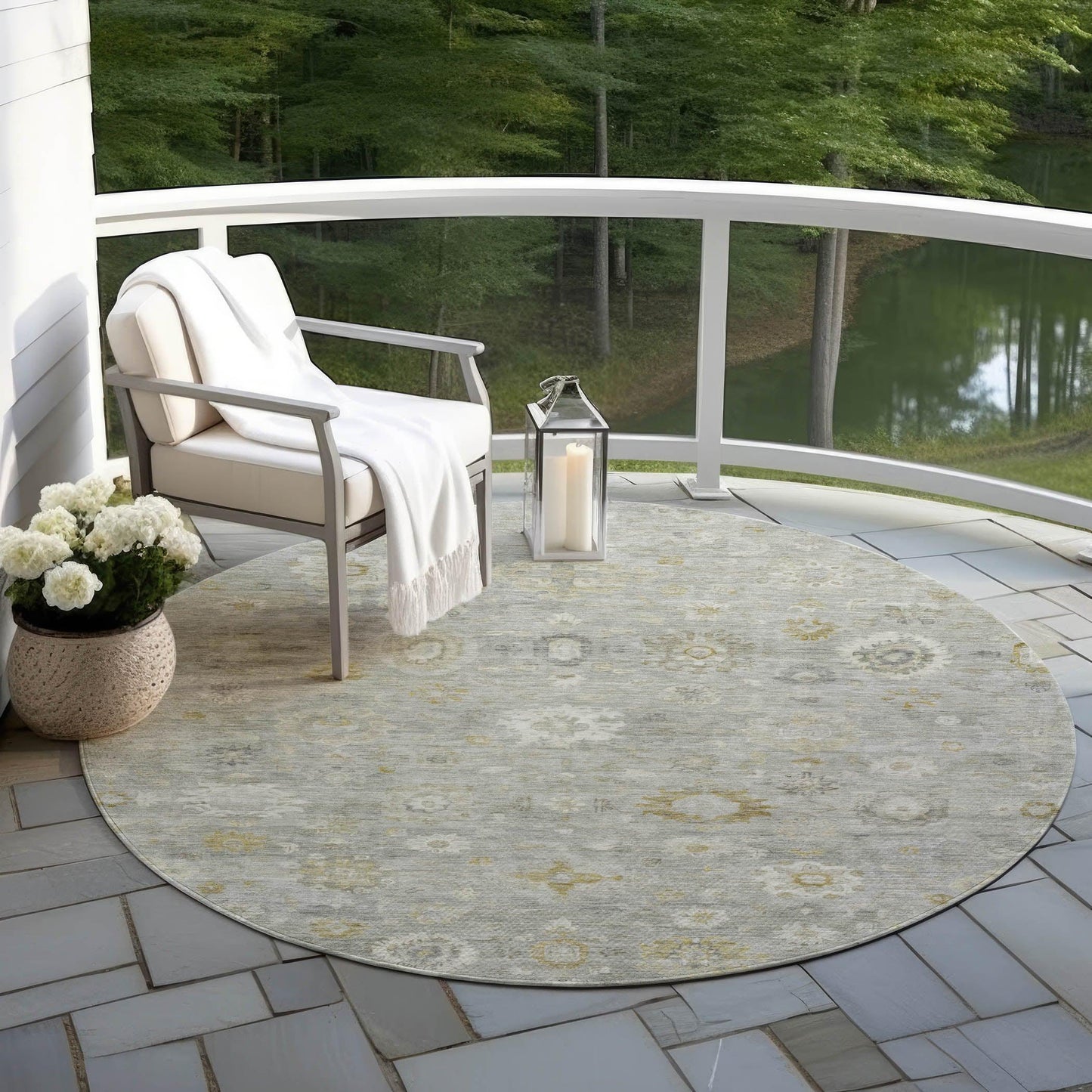 Laeara Gray Washable Indoor-Outdoor Rug