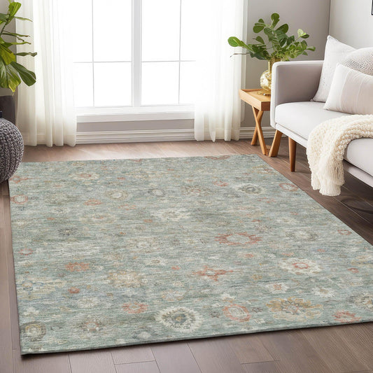 Laeara Green Washable Indoor-Outdoor Rug