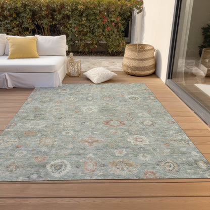 Laeara Green Washable Indoor-Outdoor Rug